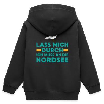 Nordsee Möwe Norden Norddeutschland - Kinder Premium Organic Zip Hoodie - Schwarz - Hinten - AI Model Kid Male (0cm)