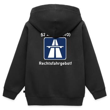 Rechtsfahrgebot Autobahn - Kinder Premium Organic Zip Hoodie - Schwarz - Hinten - AI Model Kid Male (0cm)