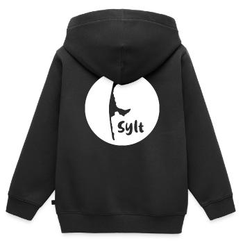sylt ,weiss, insel,logo, kreis - Kinder Premium Organic Zip Hoodie - Schwarz - Hinten - AI Model Kid Male (0cm)