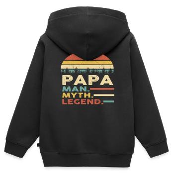 Papa Man Mythos Legende - Kinder Premium Organic Zip Hoodie - Schwarz - Hinten - AI Model Kid Male (0cm)