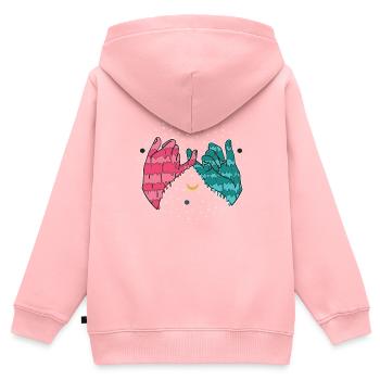 Amitié Grunge Esthétique E-Girl Finger Serment - Sweat Premium à capuche zippé enfant bio - rose - Dos - AI Model Kid Female (0cm)
