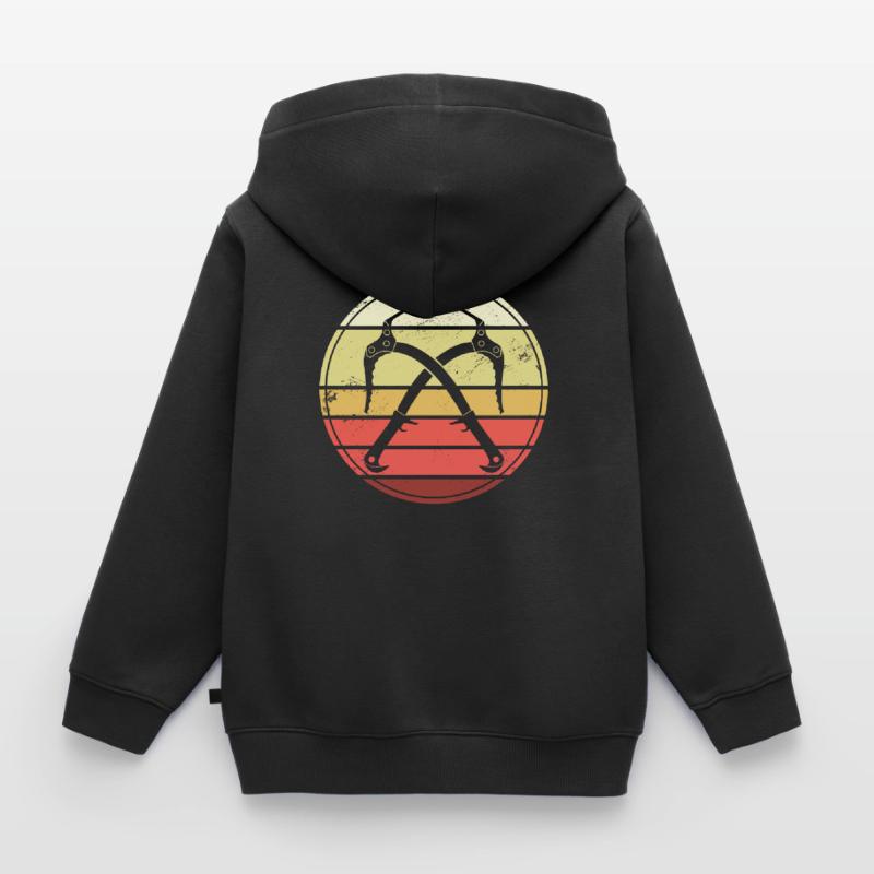 Eisklettern Retro Eispickel Eiskletterer Kinder Premium Organic Zip Hoodie