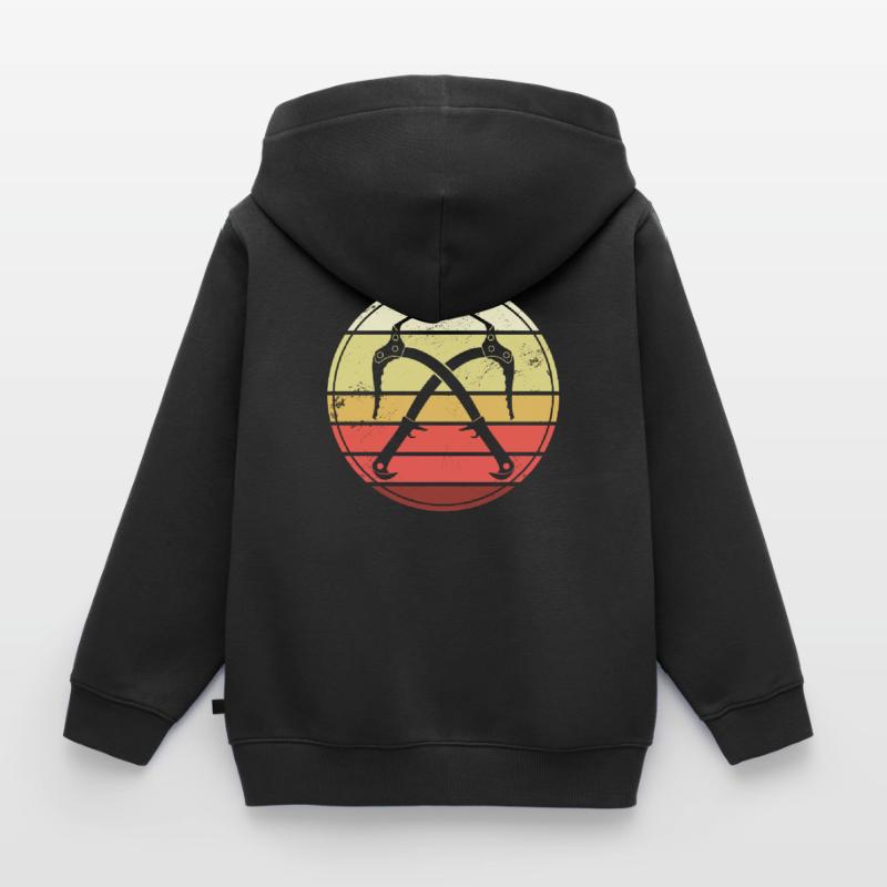 Eisklettern Retro Eispickel Eiskletterer Kinder Premium Organic Zip Hoodie