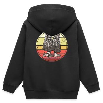 Pilzsammler Pilz Pilze - Kinder Premium Organic Zip Hoodie - Schwarz - Hinten - AI Model Kid Male (0cm)