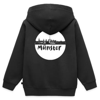 Münster, kreis, skyline,scherenschnitt, weiss - Kinder Premium Organic Zip Hoodie - Schwarz - Hinten - AI Model Kid Male (0cm)