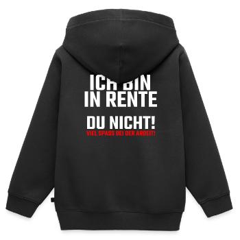 Ich bin in Rente - Kinder Premium Organic Zip Hoodie - Schwarz - Hinten - AI Model Kid Male (0cm)