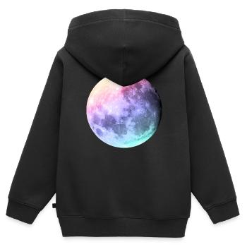 Mond in Pastell Regenbogen - Kinder Premium Organic Zip Hoodie - Schwarz - Hinten - AI Model Kid Male (0cm)