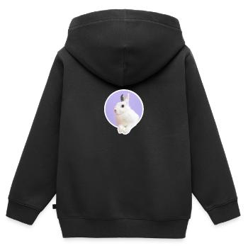 Lapin doux Kanninchen - Sweat Premium à capuche zippé enfant bio - noir - Dos - AI Model Kid Male (0cm)