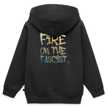Feuer auf den Faschisten - Kinder Premium Organic Zip Hoodie - Schwarz - Hinten - AI Model Kid Male (0cm)