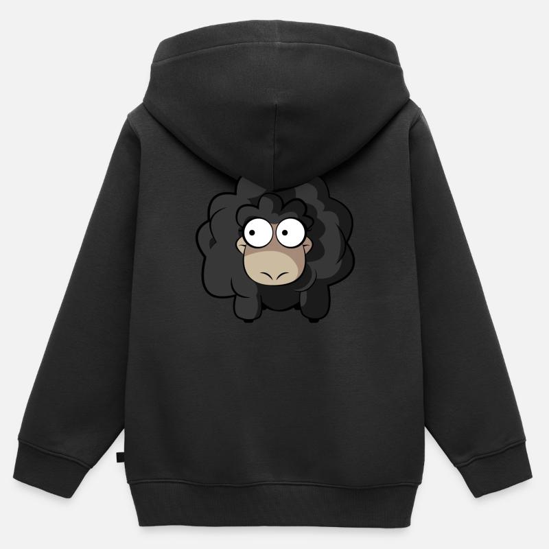 Mouton noir - Sweat Premium à capuche zippé enfant bio - noir