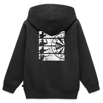 Geschenk Spruch Darts Wurfspieß - Kinder Premium Organic Zip Hoodie - Schwarz - Hinten - AI Model Kid Male (0cm)