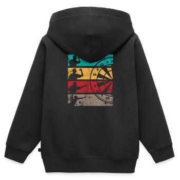 Geschenk Spruch Darts Wurfspieß - Kinder Premium Organic Zip Hoodie - Schwarz - Hinten - AI Model Kid Male (0cm)