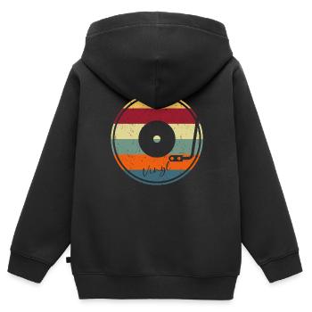 Vinyl DJ Geschenk Techno Rave Spruch - Kinder Premium Organic Zip Hoodie - Schwarz - Hinten - AI Model Kid Male (0cm)