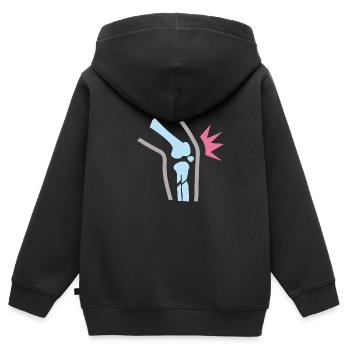 Douleur au genou - Sweat Premium à capuche zippé enfant bio - noir - Dos - AI Model Kid Male (0cm)