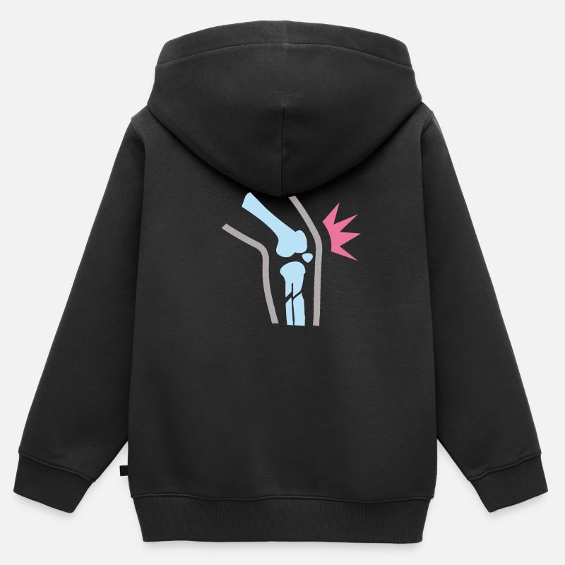Douleur au genou - Sweat Premium à capuche zippé enfant bio - noir