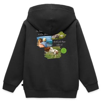 Die Seele ist das gleiche in allen Lebewesen 2 - Kinder Premium Organic Zip Hoodie - Schwarz - Hinten - AI Model Kid Male (0cm)