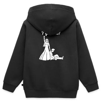 I got one gift wedding marriage bride - Kids Premium Organic Zip-up Hoodie - black - Back - AI Model Kid Male (0cm)