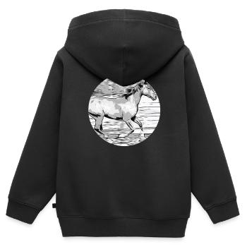 Cheval - Sweat Premium à capuche zippé enfant bio - noir - Dos - AI Model Kid Male (0cm)