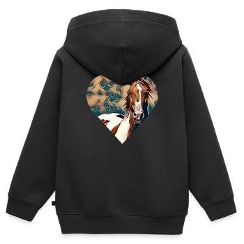 Pferd - Kinder Premium Organic Zip Hoodie - Schwarz - Hinten - AI Model Kid Male (0cm)