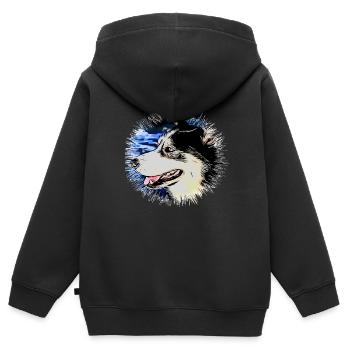 Husky - Sweat Premium à capuche zippé enfant bio - noir - Dos - AI Model Kid Male (0cm)