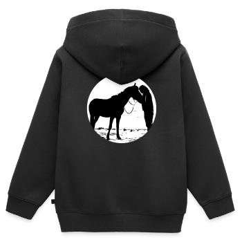Cheval - Sweat Premium à capuche zippé enfant bio - noir - Dos - AI Model Kid Male (0cm)