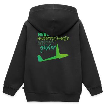 Segelfliegen Segelflieger - Kinder Premium Organic Zip Hoodie - Schwarz - Hinten - AI Model Kid Male (0cm)