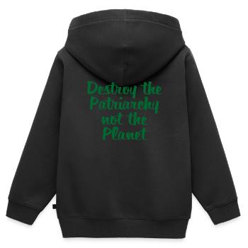 Destroy the patriarchy femme cadeau de féminisme - Sweat Premium à capuche zippé enfant bio - noir - Dos - AI Model Kid Male (0cm)