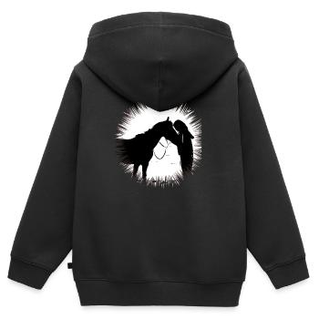 Cheval - Sweat Premium à capuche zippé enfant bio - noir - Dos - AI Model Kid Male (0cm)