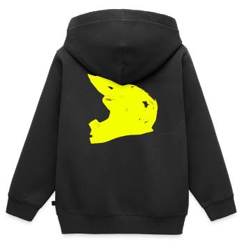 Casque jaune - Sweat Premium à capuche zippé enfant bio - noir - Dos - AI Model Kid Male (0cm)