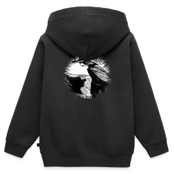 Motorroller - Kinder Premium Organic Zip Hoodie - Schwarz - Hinten - AI Model Kid Male (0cm)