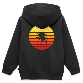 Spinnen und Sonnenuntergang - Natur und Insekt - Kinder Premium Organic Zip Hoodie - Schwarz - Hinten - AI Model Kid Male (0cm)