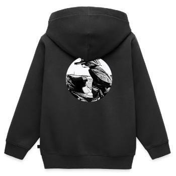 Motorroller - Kinder Premium Organic Zip Hoodie - Schwarz - Hinten - AI Model Kid Male (0cm)