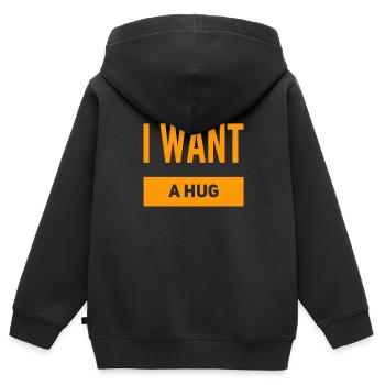 let's cuddle - Kids Premium Organic Zip-up Hoodie - black - Back - AI Model Kid Male (0cm)