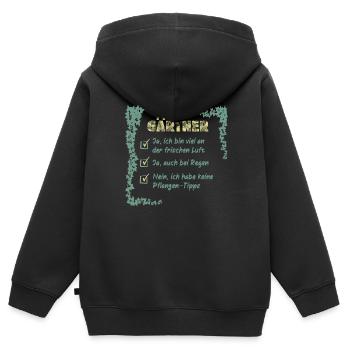 Gärtner - Kinder Premium Organic Zip Hoodie - Schwarz - Hinten - AI Model Kid Male (0cm)