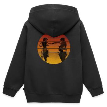 Motorrad Motorcross Motorradfahrer Bikers Vintage - Kinder Premium Organic Zip Hoodie - Schwarz - Hinten - AI Model Kid Male (0cm)