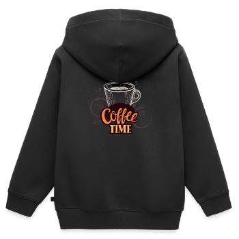 coffee time - Kinder Premium Organic Zip Hoodie - Schwarz - Hinten - AI Model Kid Male (0cm)