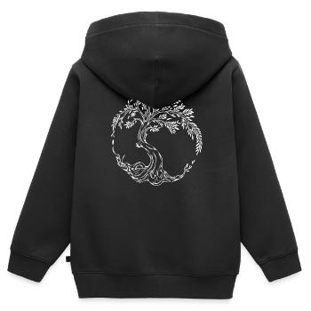 Eleganter Lebensbaum - Kinder Premium Organic Zip Hoodie - Schwarz - Hinten - AI Model Kid Male (0cm)