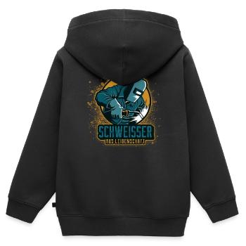 Schweißer schweissen Geschenk Schlosserei Stahlbau - Kinder Premium Organic Zip Hoodie - Schwarz - Hinten - AI Model Kid Male (0cm)
