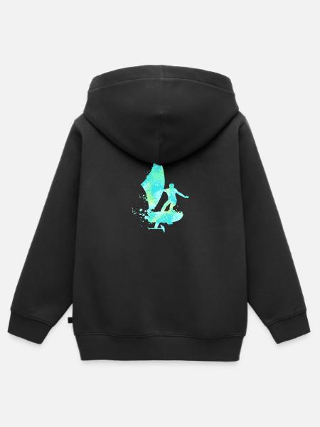 Regalo alare a doppia esposizione che sventa l'ali - Felpa Premium con cappuccio con zip bambino bio - nero