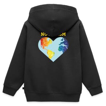 No racism tolérance cadeau droits de l’homme - Sweat Premium à capuche zippé enfant bio - noir - Dos - AI Model Kid Male (0cm)