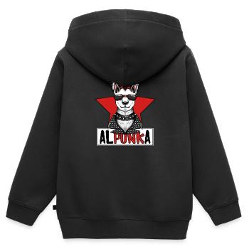 Alpunka Punk Alpaka Lama Punkrock Punkrocker Stern - Kinder Premium Organic Zip Hoodie - Schwarz - Hinten - AI Model Kid Male (0cm)