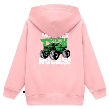 Monster Truck Tules - Kinder Premium Organic Zip Hoodie - Rosa - Hinten - AI Model Kid Female (0cm)