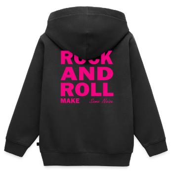 Rock Musik Rock and Roll - Sweat Premium à capuche zippé enfant bio - noir - Dos - AI Model Kid Male (0cm)