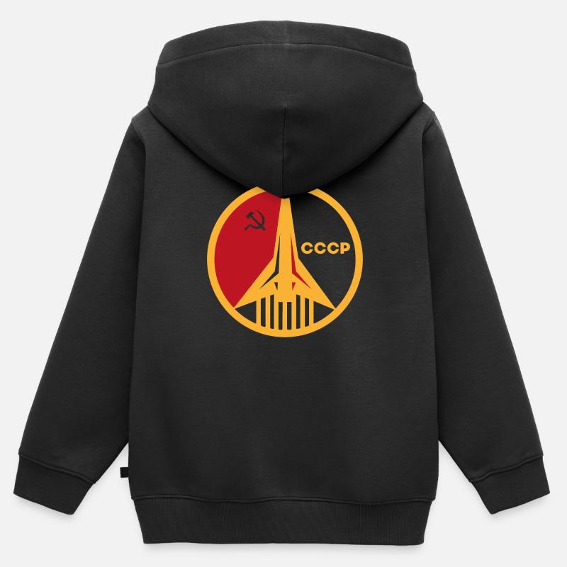 URSS cadeau Gagarine Espace Russie astronaute - Sweat Premium à capuche zippé enfant bio - noir