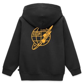 URSS vostok cadeau Gagarine Russie astronaute - Sweat Premium à capuche zippé enfant bio - noir - Dos - AI Model Kid Male (0cm)