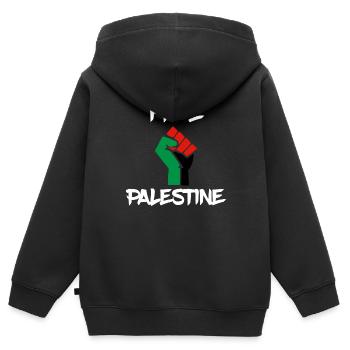 free palestine palestine fist fist - Kids Premium Organic Zip-up Hoodie - black - Back - AI Model Kid Male (0cm)