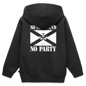 NoScotland No Party Chardon écossais et Saltire - Sweat Premium à capuche zippé enfant bio - noir - Dos - AI Model Kid Male (0cm)