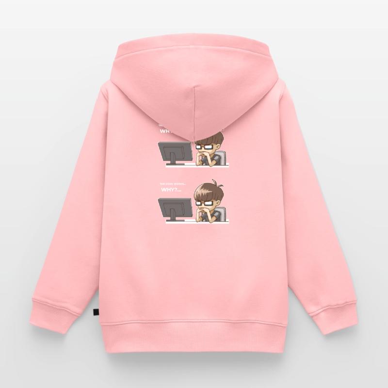 Funny programming code works why Kids Premium Organic Zip-up Hoodie