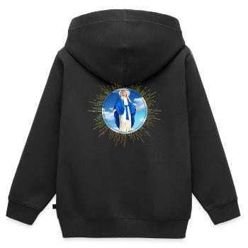 Maria Madonna - Sweat Premium à capuche zippé enfant bio - noir - Dos - AI Model Kid Male (0cm)