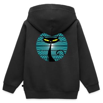 Schwarze Katze - Kinder Premium Organic Zip Hoodie - Schwarz - Hinten - AI Model Kid Male (0cm)